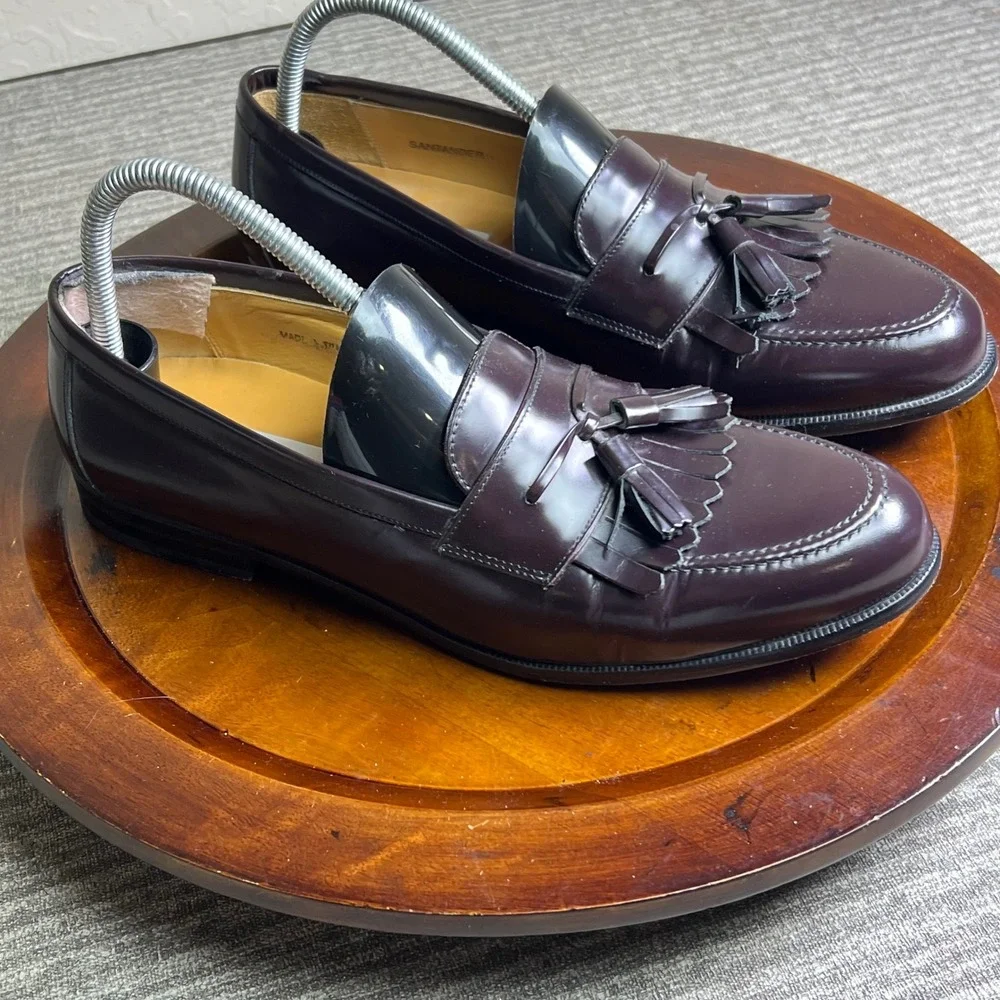 Mezlan Santander Tassel Loafers Mens Dress Shoes Kiltie Leather 10 Burgundy